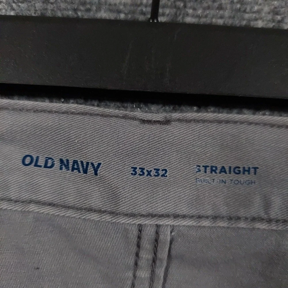 NEW Old Navy Pants Mens 33x32 Gray Straight Built-In Tough Chino Casual Workwear